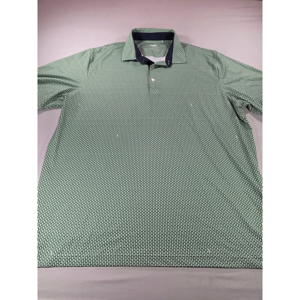 Puma Golf Polo Shirt Mens XL Green White Geometric Print Short Sleeve Top